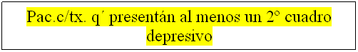 Cuadro de texto: Pac.c/tx. q´ presentán al menos un 2º cuadro depresivo