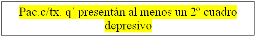 Cuadro de texto: Pac.c/tx. q presentn al menos un 2 cuadro depresivo
